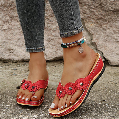 Sandalias Cuña Retro Flores para Mujer - Zapatos de Playa Cómodos Verano - Image 3