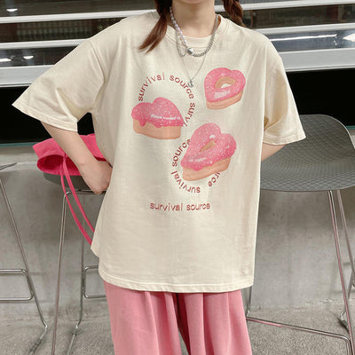 Playera Corta Amor y Donas Estampado Divertido - Image 4