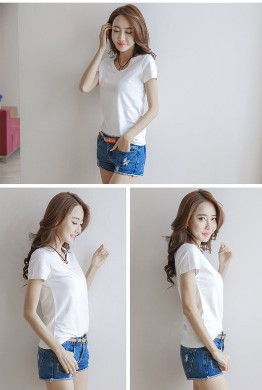 Blusa Camiseta Mujer Verano Cuello Redondo Manga Corta Estilo Coreano - Image 13