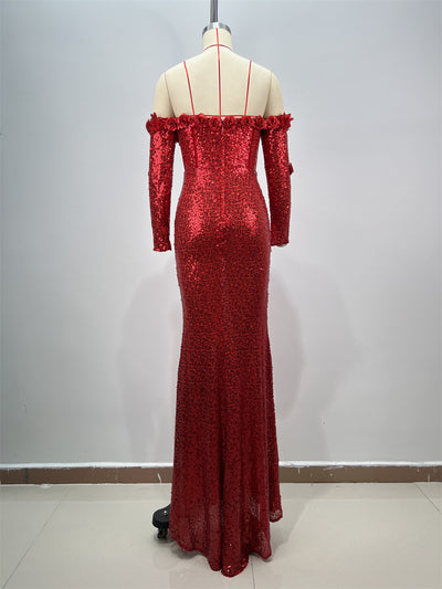 Vestido Largo Ajustado con Lentejuelas para Mujer - Image 12