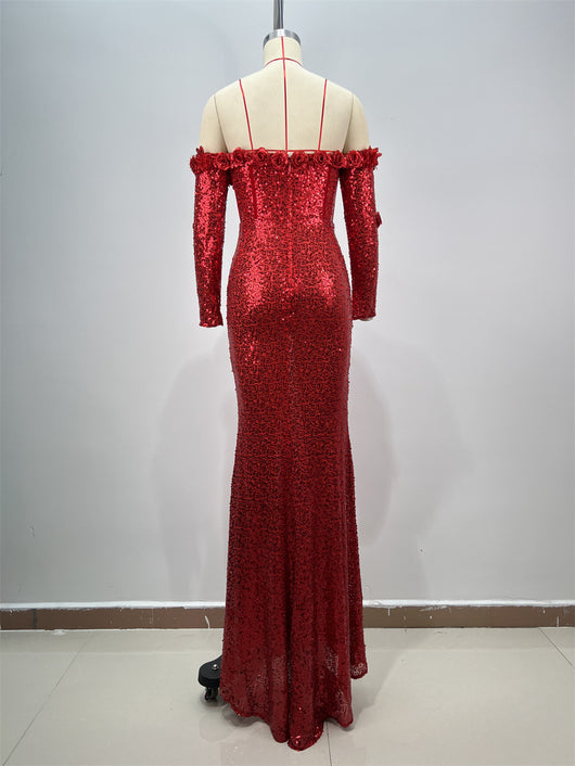 Vestido Largo Ajustado con Lentejuelas para Mujer - Image 12