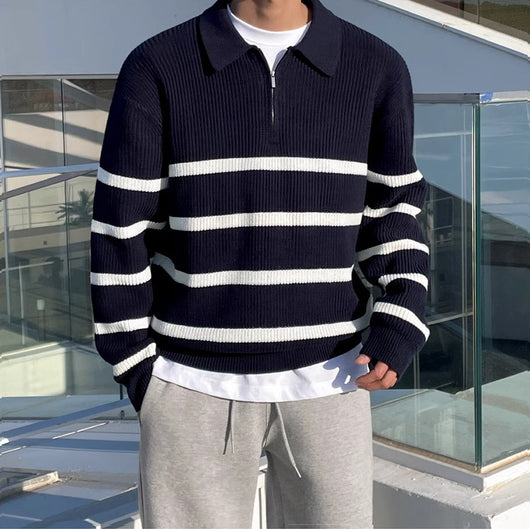 Chaqueta Suéter Hombre Cuello Medio Cierre Ajuste Relajado - Image 8