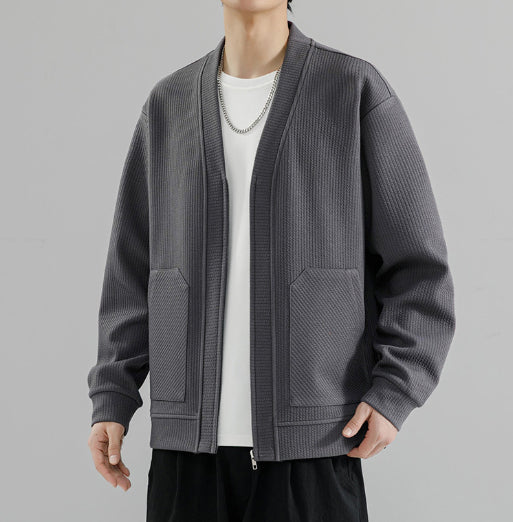 Cardigan Tipo Chaqueta Talla Grande para Hombre - Cierre de Cremallera - Image 14