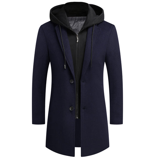 Abrigo de Lana Casual para Hombre con Gorro Desmontable - Image 9