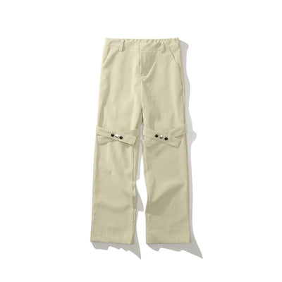 Pantalones Casuales Hip-Hop con Botones y Rayas Drapeados - Image 4