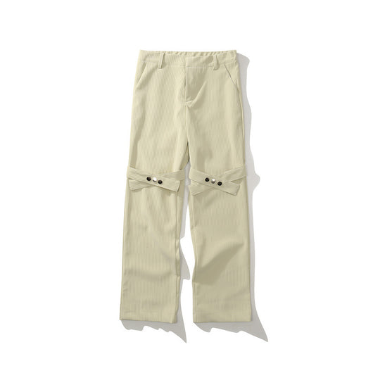 Pantalones Casuales Hip-Hop con Botones y Rayas Drapeados - Image 4