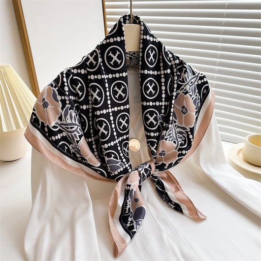 Chal Hijab Protector Solar con Bloques de Color Floral - Image 46