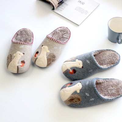 Pantuflas Plataforma Pareja con Ardilla Bordada - Antideslizantes para Interior - Image 8