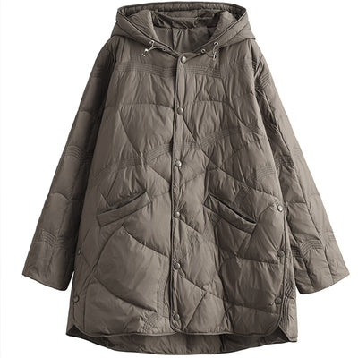 Chaqueta de Plumas Blanca Abotonada para Mujer - Abrigo Cálido de Pato - Image 5
