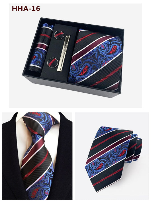 Set de Corbata Paisley con Clip y Caja de Regalo - Corbata Negra Elegante para Negocios - Image 40
