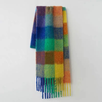 Bufanda de Cuadros Arcoíris en Faux Cashmere Cálido para Mujer - Image 7