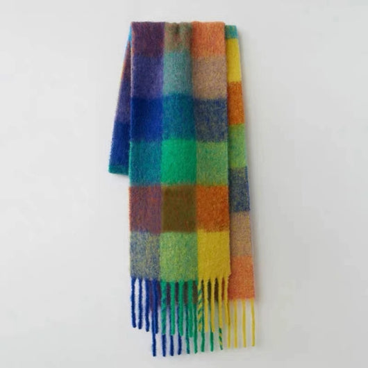 Bufanda de Cuadros Arcoíris en Faux Cashmere Cálido para Mujer - Image 7