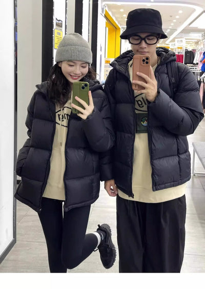 Abrigo Acolchado de Plumón para Mujer con Capucha, Suelto y Cálido - Diseño de Pareja - Image 21