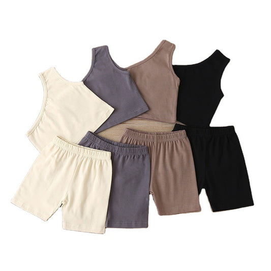 Conjunto Infantil Niña Blusa Hombros Descubiertos y Shorts de Algodón