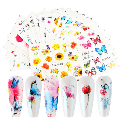Set de Stickers para Uñas con Flores de Encaje Blanco y Negro - Image 47