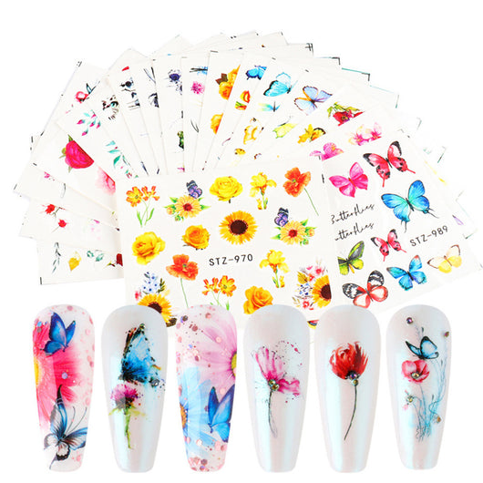 Set de Stickers para Uñas con Flores de Encaje Blanco y Negro - Image 47
