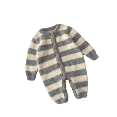 Pijama Enterizo para Bebé con Pelaje de Visón y Rayas - Image 5
