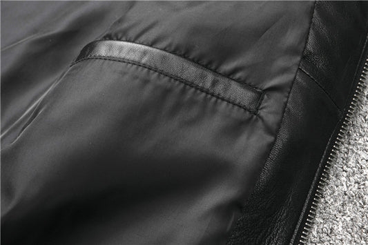 Chaqueta de Cuero Slim Fit con Cuello Mao para Hombre - Image 2