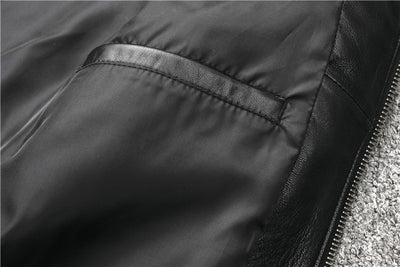 Chaqueta de Cuero Slim Fit con Cuello Mao para Hombre - Image 2