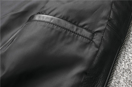 Chaqueta de Cuero Slim Fit con Cuello Mao para Hombre - Image 2