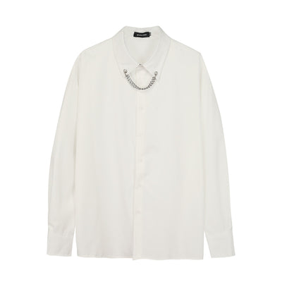 Camisa Suelta de Manga Larga con Cadena Colgante - Estilo Street Casual para Hombre - Image 14