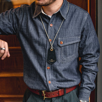 Camisa Vaquera Madden Estilo Retro Americano para Trabajo