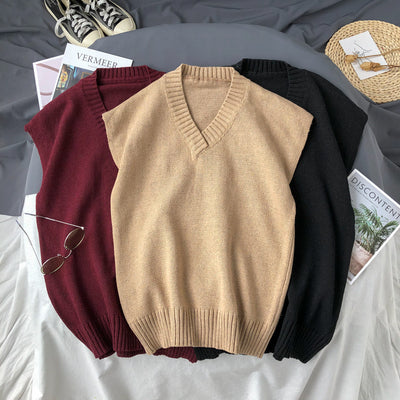 Chaleco Desabotonado Cuello V Estilo Coreano