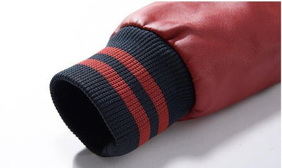 Chaqueta de Cuero Cropped con Forro Polar para Hombre - Estilo Béisbol - Image 14