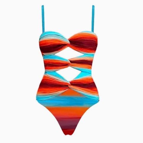 Traje de Baño Enterizo Reductor con Contraste de Colores - Image 5