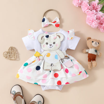 Vestido Corto para Bebé con Tirantes Bordados y Osito Adorable - Image 8