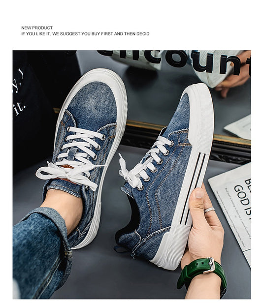 Tenis Casuales Denim Talla Grande Estilo Coreano para Hombre - Image 12