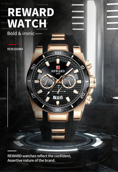 Reloj para Hombre REWARD Negro y Dorado con Diseño Moderno y Calendario - Image 11