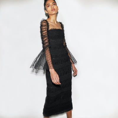 Vestido Elegante Femenino Lunares Malla Chifón - Image 9