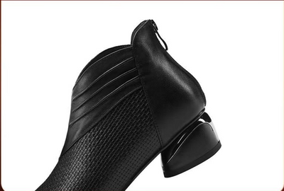 Botas de Tobillo con Cierre de Cremallera y Tacón Grueso para Mujer - Talla Grande - Image 15