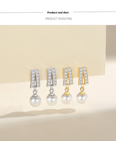 Aretes de Perla Geométrica Diamante - Lujo Asequible Estilo Nicho - Image 12