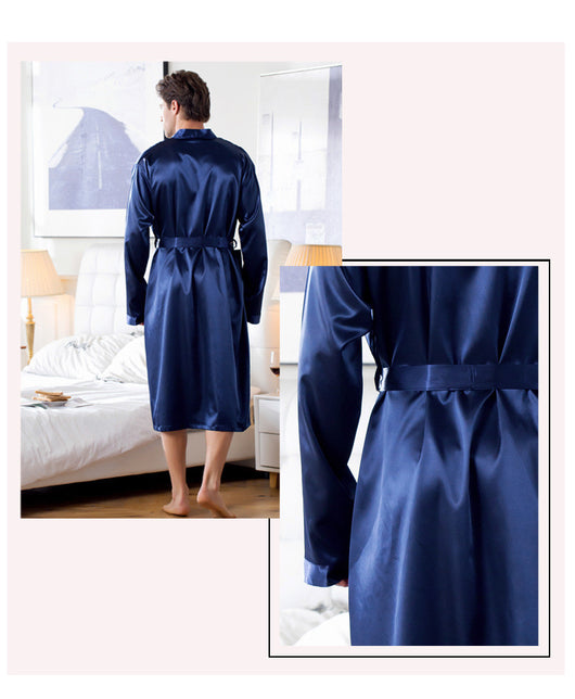 Cardigan Tipo Seda para Casa - Bata Larga de Descanso para Hombre - Image 23