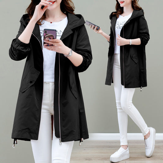 Chaqueta Cortaviento Casual Mujer Largo Medio