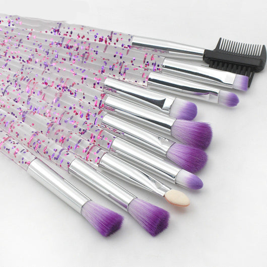Set de Brochas de Maquillaje con Diseño Cielo Estrellado y Mango Transparente - Image 4
