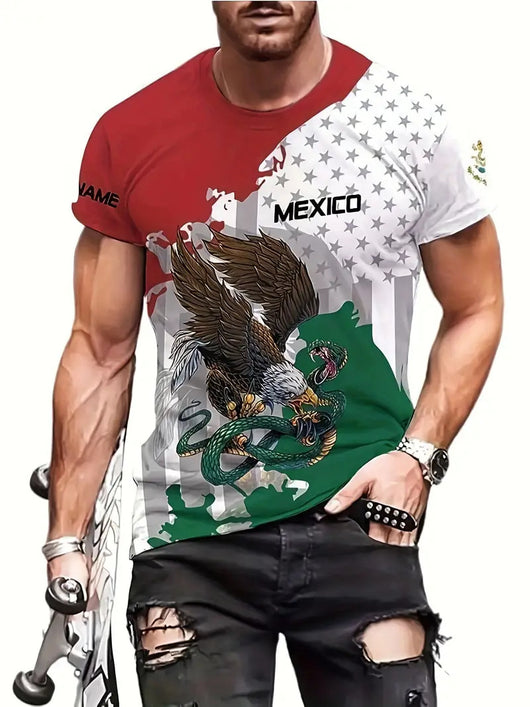 Playera Holgada Águila y Serpiente Cuello Redondo para Hombre - Image 5