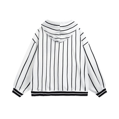 Suéter Retro Hip Hop a Rayas Azul y Blanco para Otoño e Invierno - Image 18