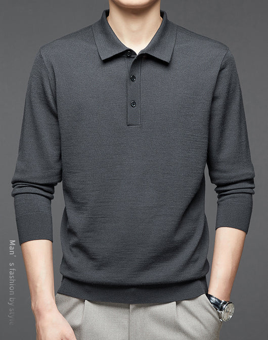 Polo de Lana Fina Merino para Hombre - Camisa de Manga Larga Elegante - Image 19