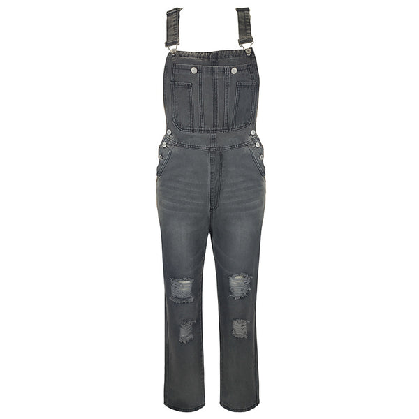 Jumpsuit Denim para Mujer con Roturas - Overol Ajustado Casual - Image 6