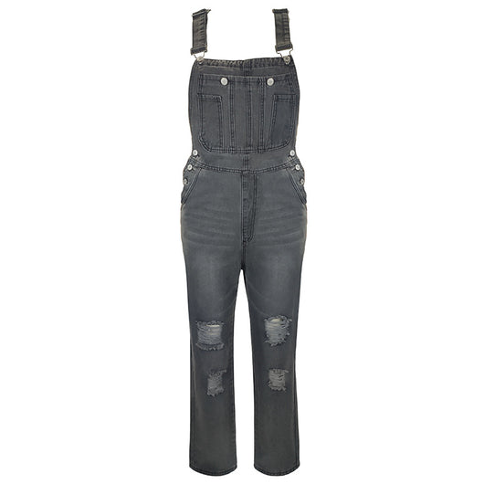Jumpsuit Denim para Mujer con Roturas - Overol Ajustado Casual - Image 6
