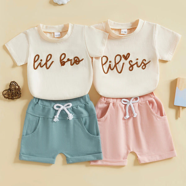 Conjunto Infantil Casual de Camiseta y Short Estampado