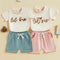 Conjunto Infantil Casual de Camiseta y Short Estampado
