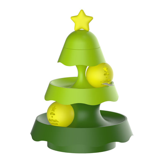 Pink three-layer mini Christmas tree toy with a star topper and two clear spheres containing star and wave designs. - Image 2