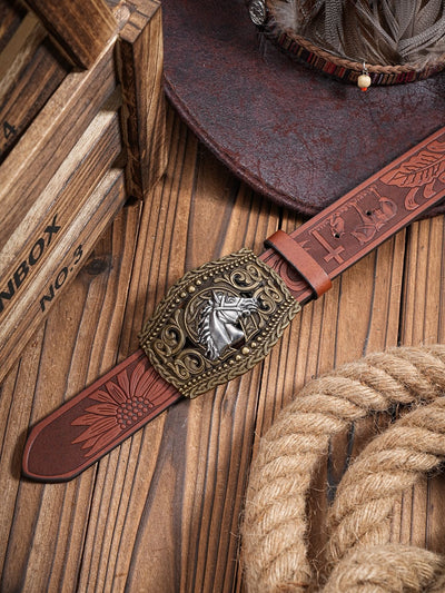 Cinturón Vaquero Retro Tallado con Personalidad para Hombre - Image 17