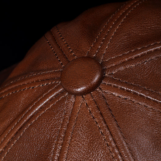 Sombrero Octagonal de Cuero Gamuza con Cúpula - Estilo Clásico para Hombre - Image 11