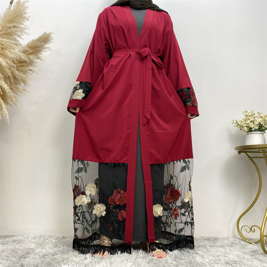 Cardigan Bata de Patchwork con Bordado Elegante - Image 6
