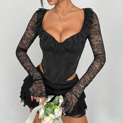 Top Ajustado con Encaje Floral y Varillas de Acero - Image 4